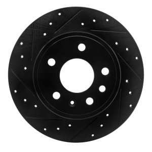 Chevrolet Astra Brake Rotor (1) - Rear Left - R1 Concepts - Drilled & Slotted - Black - `97-`08